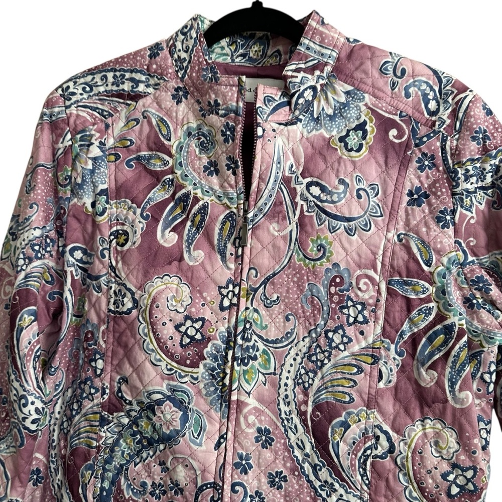 Alfred Dunner Purple Pink Paisley Quilted Zip Up Jacket Size 8 - Picture 4 of 5